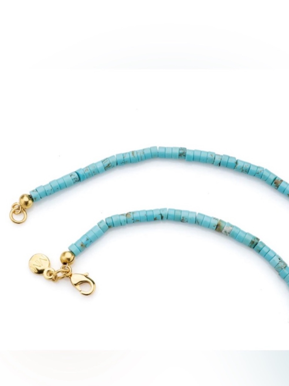 Turquoise Beaded Necklace with Tiger Eye Heart Pendant | 24K Gold Plated - Picture 4 of 6